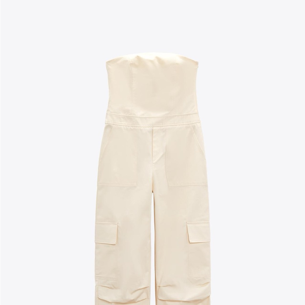 Zara Strapless Cargo Jumpsuit